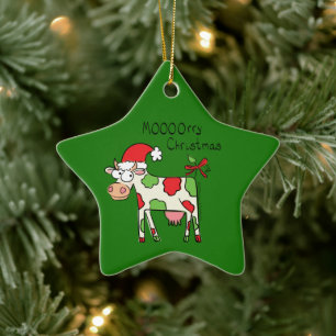Cow Christmas Cute Kids Ceramic Ornament