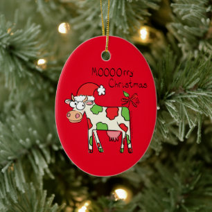 Cow Christmas Cute Kids Ceramic Ornament