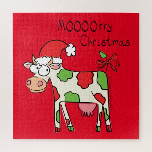 Cow Christmas Cute Kids Jigsaw Puzzle