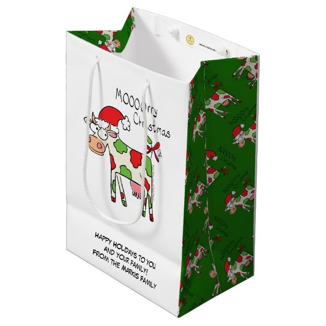 Cow Christmas Cute Kids Medium Gift Bag (Front Angled)