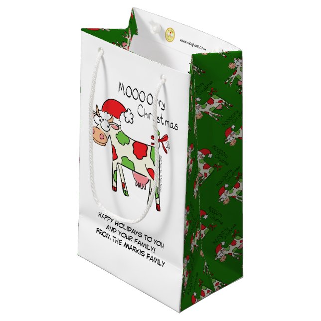 Cow Christmas Cute Kids Small Gift Bag (Front Angled)