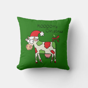 Cow Christmas Cute Kids Throw Pillow