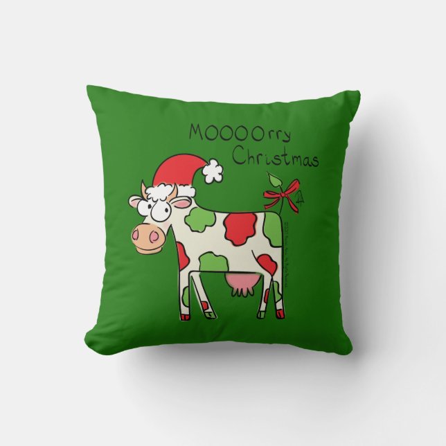 Cow Christmas Cute Kids Throw Pillow (Front)