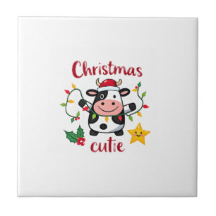Cow Christmas Cutie Cows Christmas T-Shirt (6) Ceramic Tile