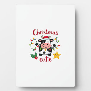 Cow Christmas Cutie Cows Christmas T-Shirt (6) Plaque