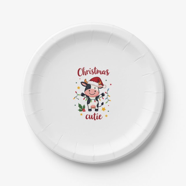 Cow Christmas Cutie Cows Christmas T-Shirt (7) Paper Plates (Front)