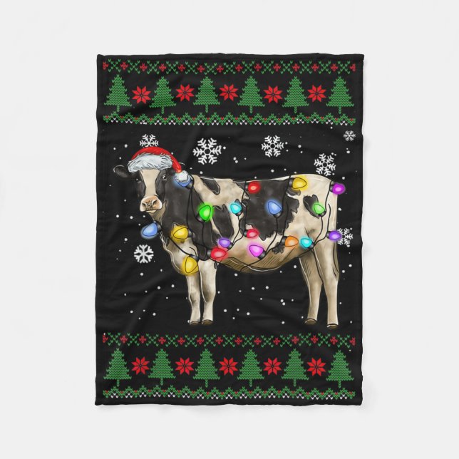 Cow Christmas  Fleece Blanket (Front)