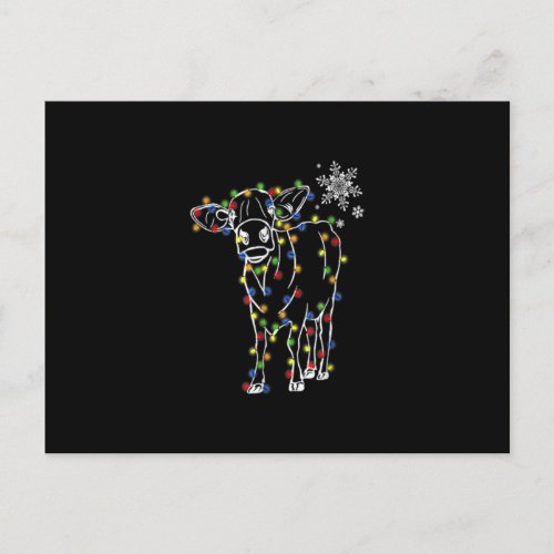Cow Christmas Light Tree Cow Xmas Snow Lover Postcard