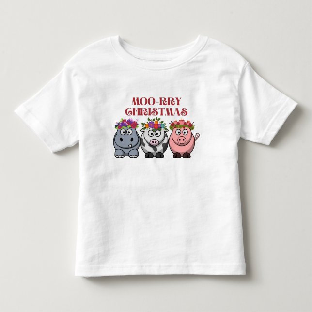 COW CHRISTMAS MERRY CHRISTMAS XMAS TODDLER T-SHIRT (Front)