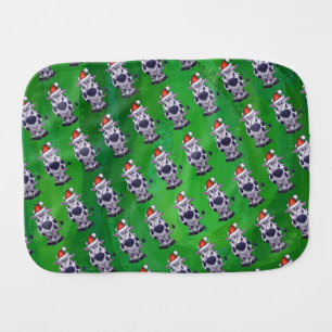 Cow Christmas On Green Baby Burp Cloth
