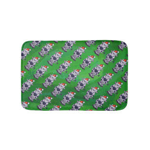 Cow Christmas On Green Bath Mat