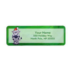 Cow Christmas On Green Label