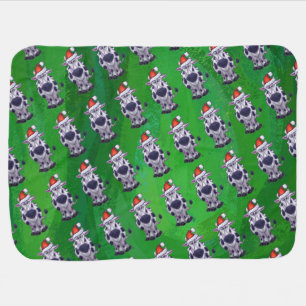 Cow Christmas On Green Stroller Blanket