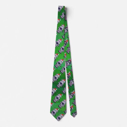 Cow Christmas On Green Tie