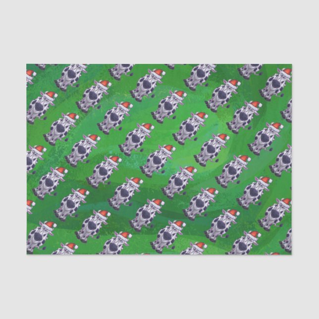 Cow Christmas On Green Tissue Paper (Front)