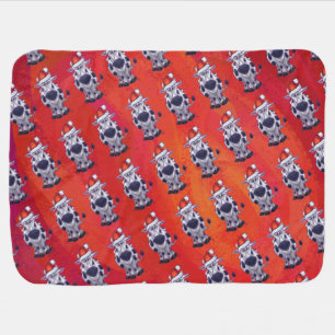 Cow Christmas On Red Baby Blanket