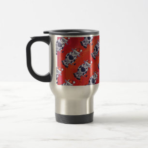 Cow Christmas on Red Feild Travel Mug