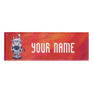Cow Christmas On Red Name Tag
