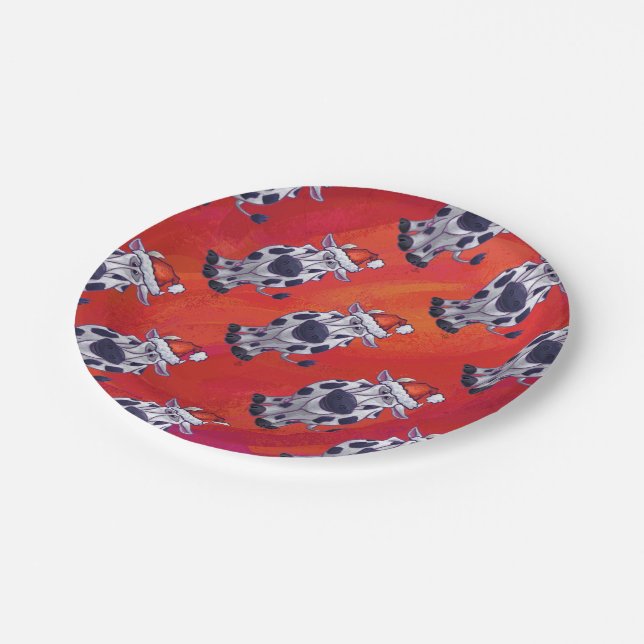 Cow Christmas Paper Plates (Angled)