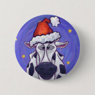 Cow Christmas Pinback Button