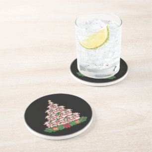 Cow Christmas Tree Funny Cow Lover Cow Xmas Coaster