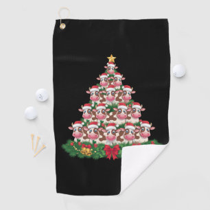Cow Christmas Tree Funny Cow Lover Cow Xmas Golf Towel