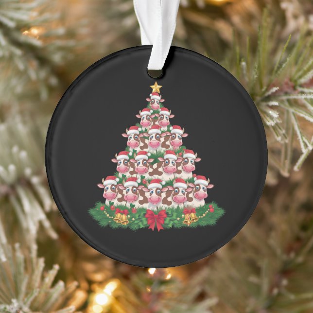 Cow Christmas Tree Funny Cow Lover Cow Xmas Ornament (Tree)