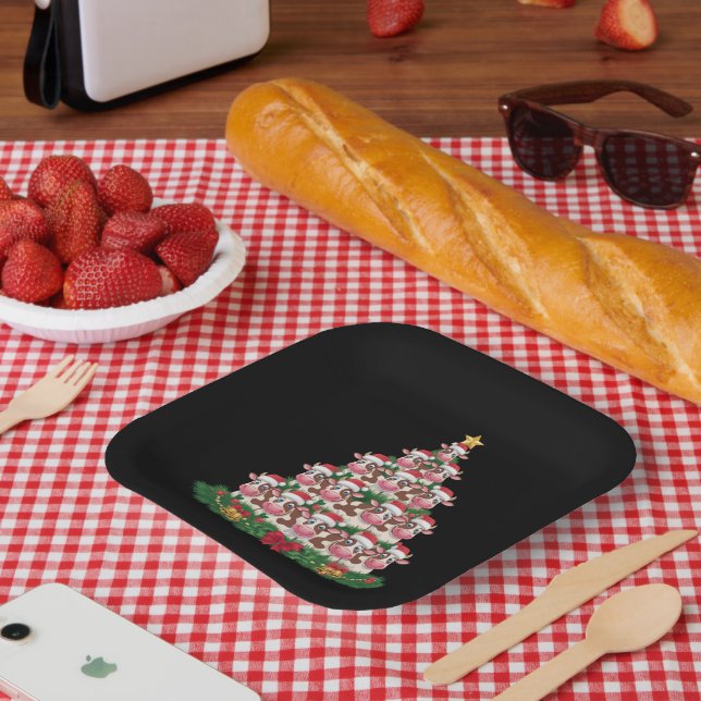 Cow Christmas Tree Funny Cow Lover Cow Xmas Paper Plates (Picnic)