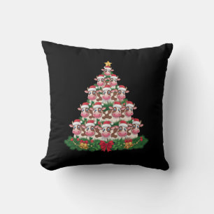 Cow Christmas Tree Funny Cow Lover Cow Xmas Throw Pillow