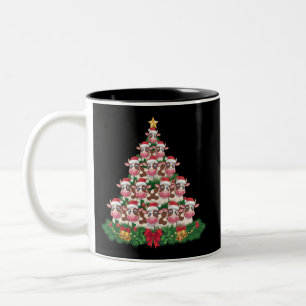 Cow Christmas Tree Funny Cow Lover Cow Xmas Two-Tone Coffee Mug