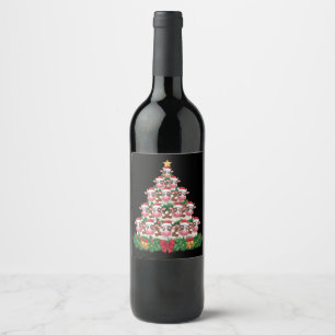 Cow Christmas Tree Funny Cow Lover Cow Xmas Wine Label