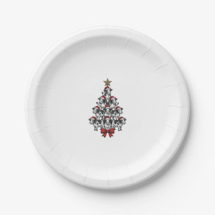 Cow Christmas Tree Vintage Engraving Holiday Farm Paper Plates