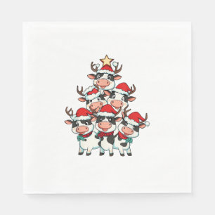 Cow Christmas Tree Xmas Girls Boys Funny Farmer Sa Napkins