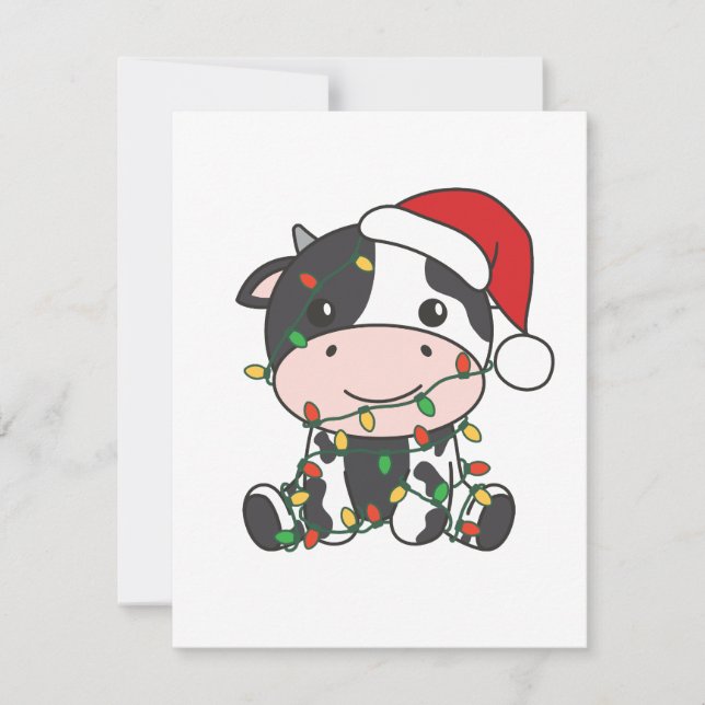 Cow Christmas Winter Animals Holiday Cows Card (Front)