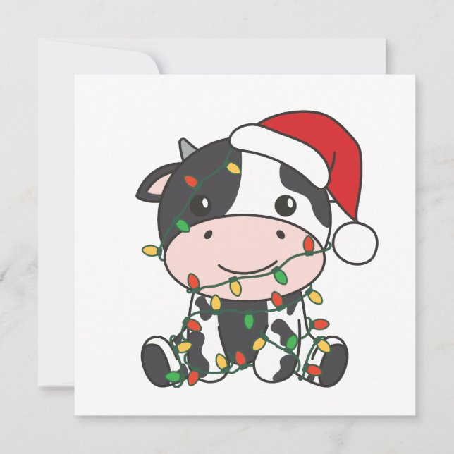 Cow Christmas Winter Animals Holiday Cows Card (Front)