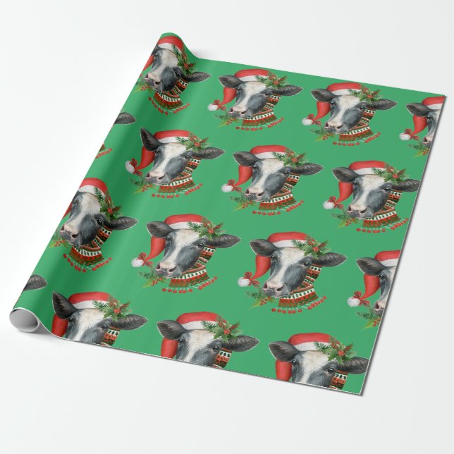 Cow Christmas  Wrapping Paper (Unrolled)