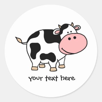 Cow Classic Round Sticker by Imagology at Zazzle