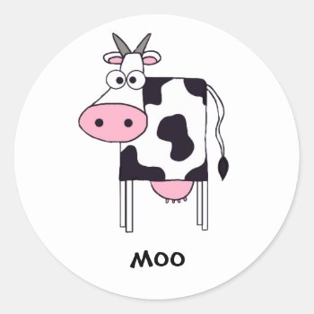 Cow Classic Round Sticker by mail_me at Zazzle