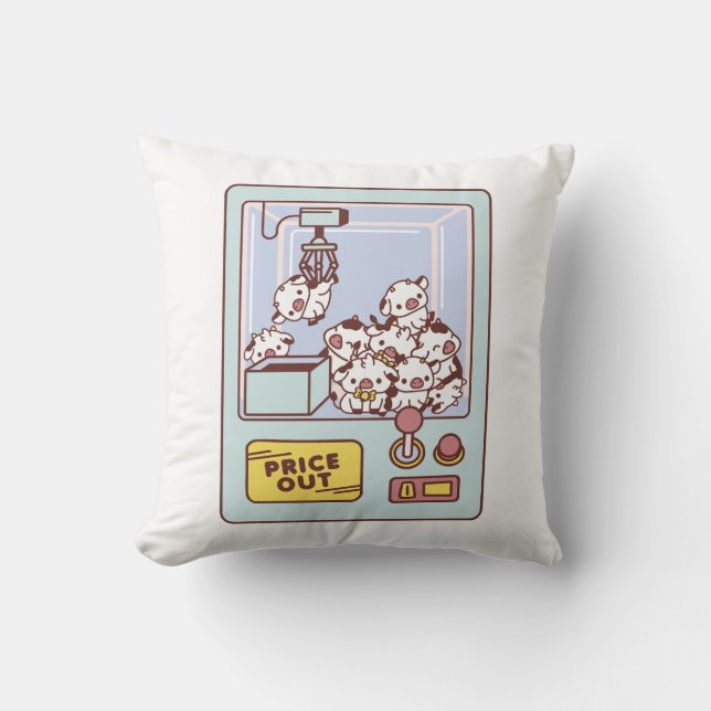 COW CLAW MACHINE THROW PILLOW (Front)