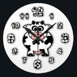 Cow Clock<br><div class="desc">Cute cartoon cow and numbers with spots clock for people who like cows. Click Customize it to change the background color from mauve to whatever you like.</div>