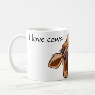 Cow close-up - I love cows - editable text  Coffee Mug