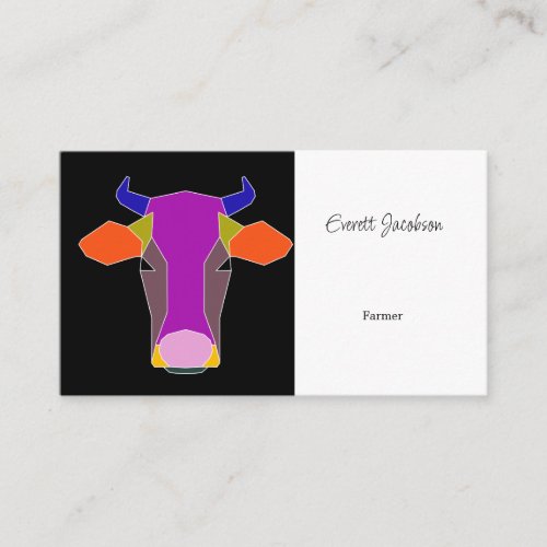 Cow colorful cattle livestock farmer  business card
