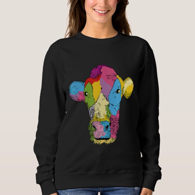 Cow Colourful Animals Farm Men Sweatshirt (Front)