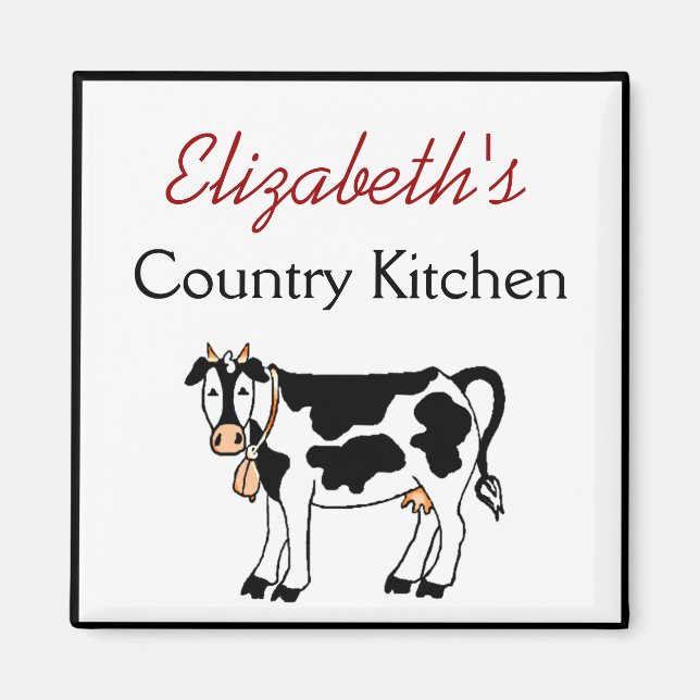 Cow Country Kitchen Personalized Magnet (Front)