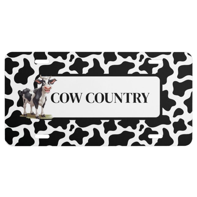 Cow Country Print License Plate (Front)