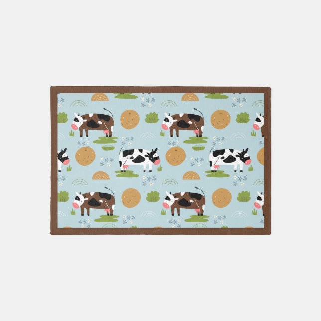 Cow Country - Whimsical Grazing Cows  Rug (Front)