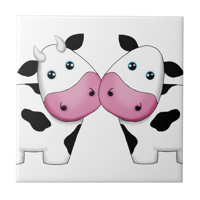 Cow Couple Ceramic Tile (Front)