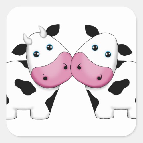 Cow Couple Square Sticker