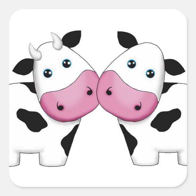 Cow Couple Square Sticker (Front)