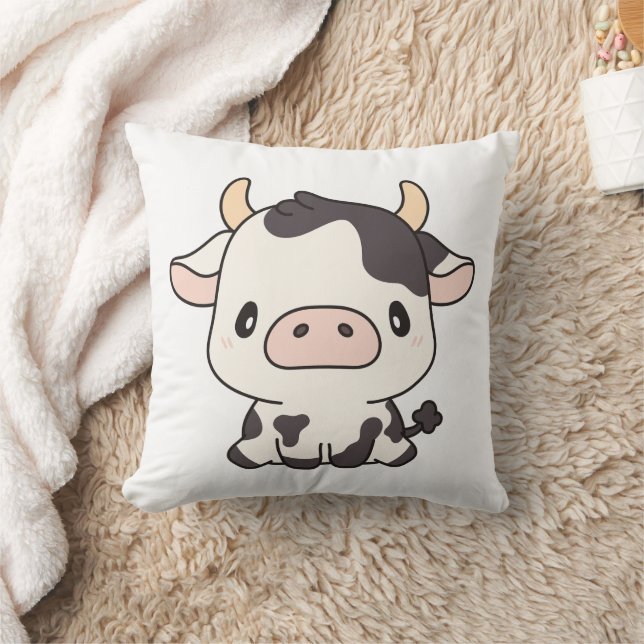 Cow Cow 2  16x16 Throw Pillow (Blanket)